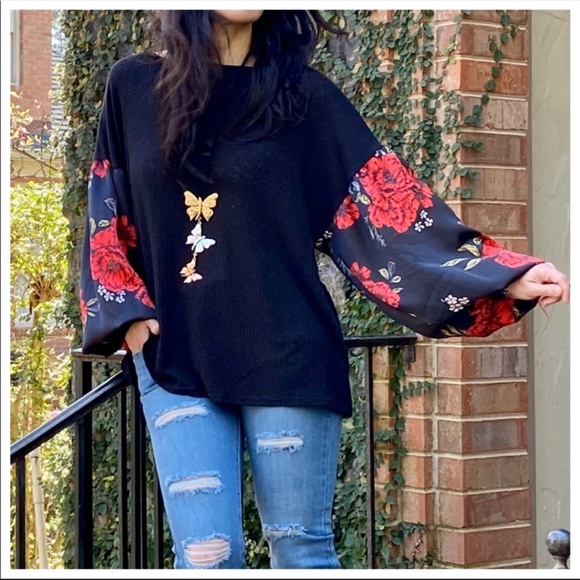 BLACK LEATHER CHAIN BUTTERFLY DROPPED NECKLACE - Picture 2 of 3